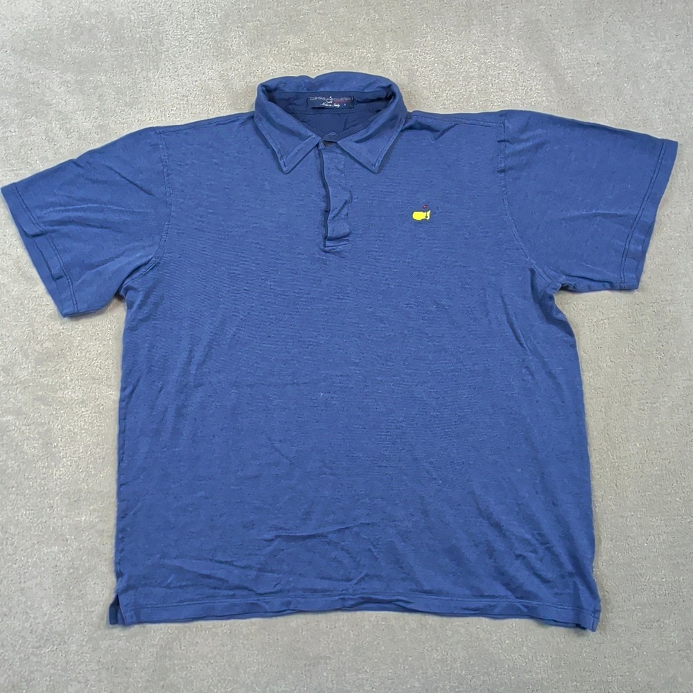 Clubhouse Collection Masters Polo Shirt Mens Large Blue Made in Italy Cotton